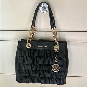 Michael Kors Black Ruffled Tote Bag